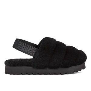 UGG Women's Slides - Black Super Fluff Slipper (Size 9)